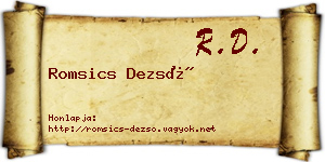 Romsics Dezső névjegykártya