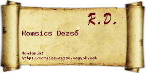 Romsics Dezső névjegykártya